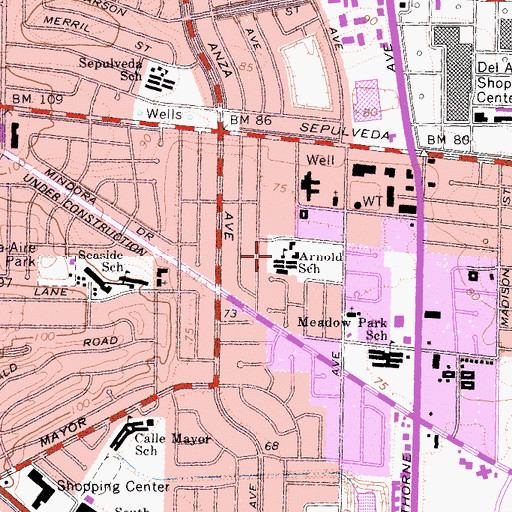 Topographic Map of Arnold Elementary School, CA