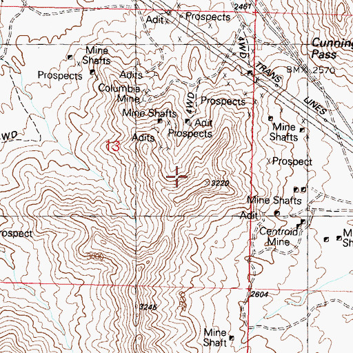 Topographic Map of W C P Peak, AZ