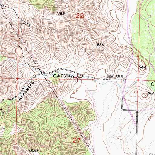 Topographic Map of Arrastra Canyon, CA