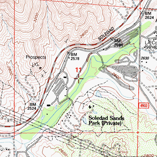 Topographic Map of Arrastre Canyon, CA