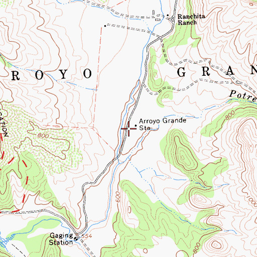 Topographic Map of Arroyo Grande Station, CA