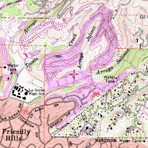 Topographic Map of Arroyo Jalisco, CA