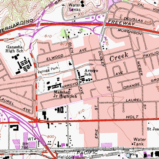 Topographic Map of Arroyo Elementary School, CA