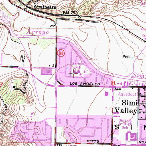 Topographic Map of Arroyo School, CA
