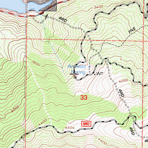 Topographic Map of Artesian Spring Campgrounds, CA