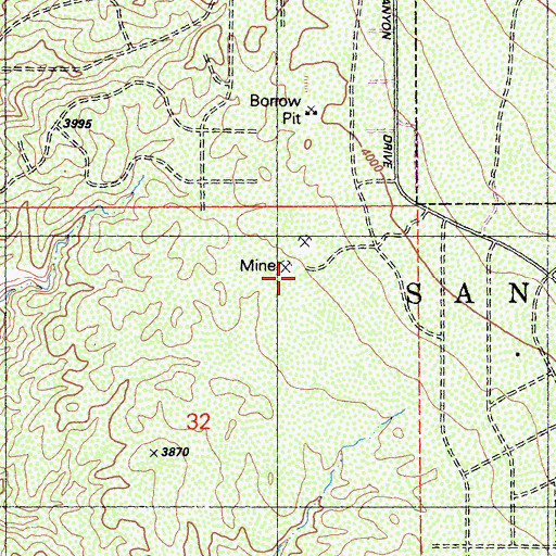 Topographic Map of Asbestos Mine, CA