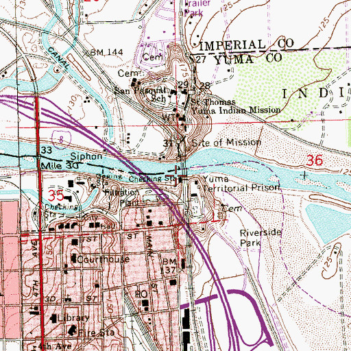 Topographic Map of Prison Hill, AZ