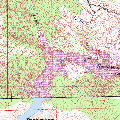 Topographic Map of Asbury Creek, CA