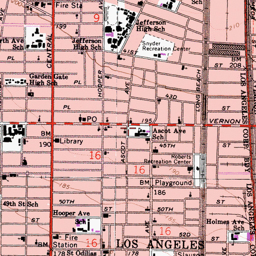 Topographic Map of Ascot Elementary School, CA