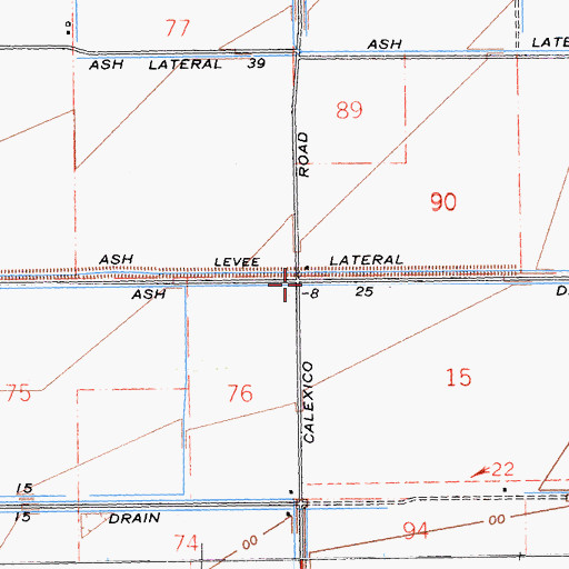 Topographic Map of Ash Drain, CA