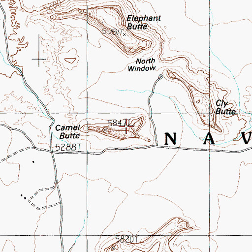 Topographic Map of Camel Butte, AZ