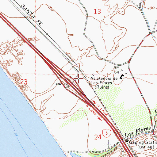 Topographic Map of Asistencia de Las Flores, CA