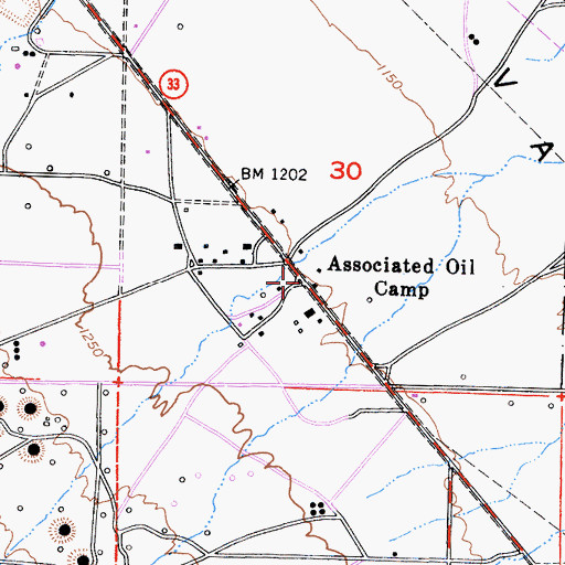 Topographic Map of Associated Oil Camp, CA