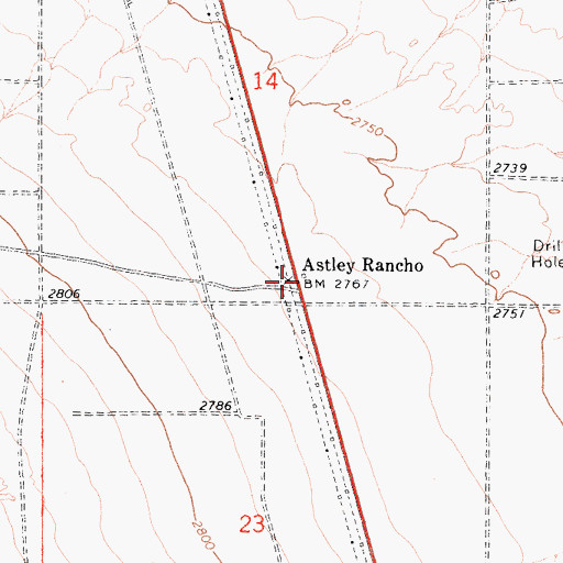 Topographic Map of Astley Ranch, CA