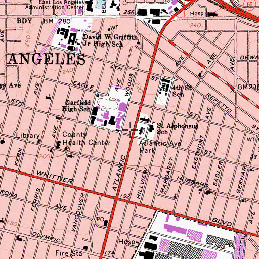 Topographic Map of Atlantic Avenue Park, CA