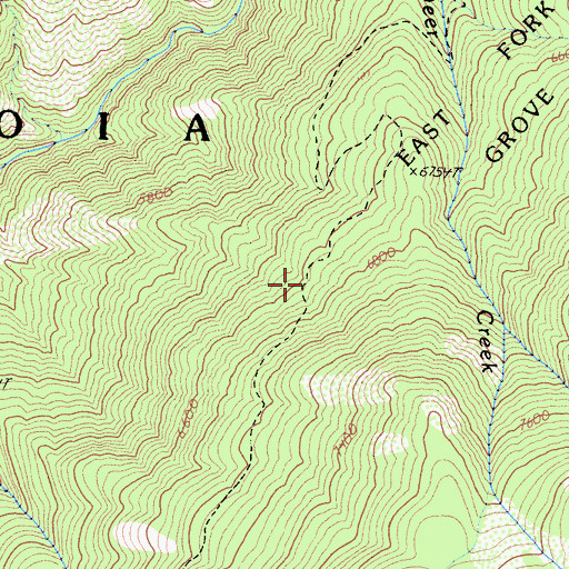 Topographic Map of Atwell Hockett Trail, CA