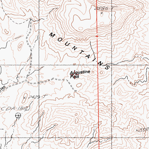 Topographic Map of Augustine Pass, CA