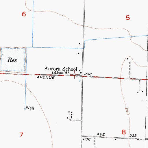 Topographic Map of Aurora School, CA