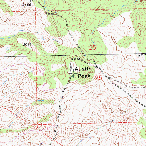 Topographic Map of Austin Peak, CA