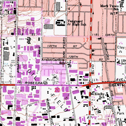 Topographic Map of Avalon Gardens Elementary School, CA