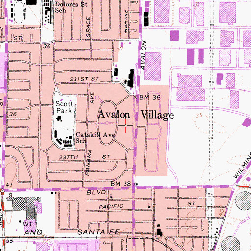 Topographic Map of Avalon Village, CA