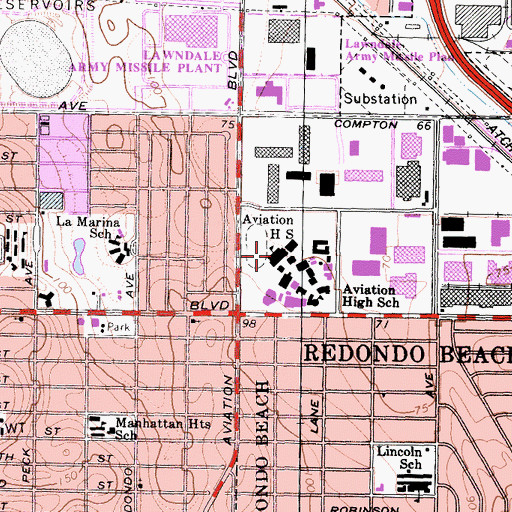Topographic Map of Aviation High School, CA