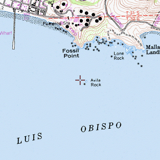 Topographic Map of Avila Rock, CA