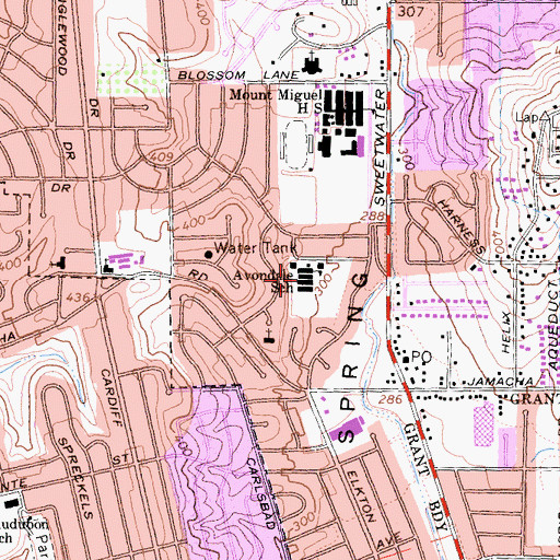 Topographic Map of Avondale Elementary School, CA