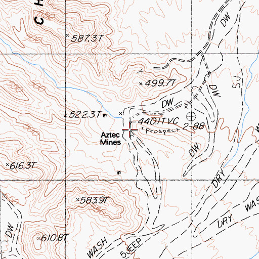 Topographic Map of Aztec Mines, CA