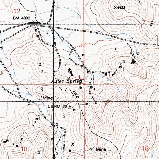Topographic Map of Aztec Spring, CA