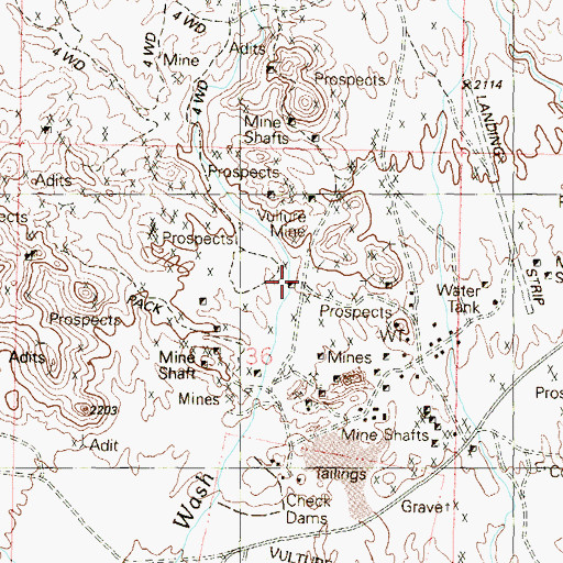 Topographic Map of Vulture, AZ