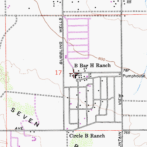 Topographic Map of B Bar H Ranch, CA