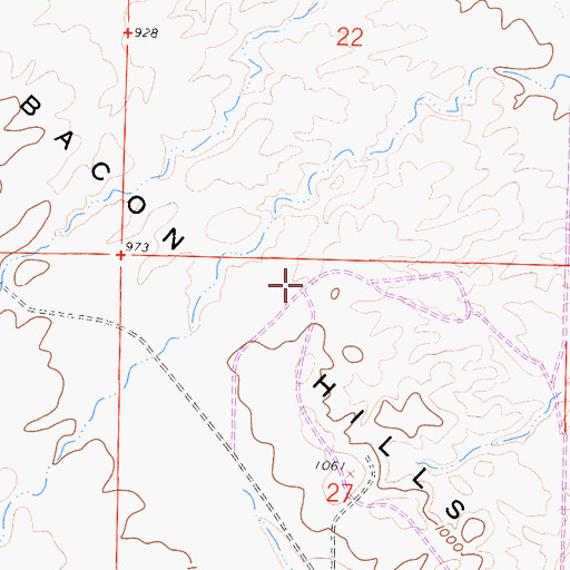 Topographic Map of Bacon Hills, CA