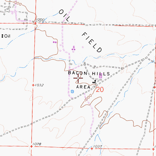 Topographic Map of Bacon Hills Area, CA