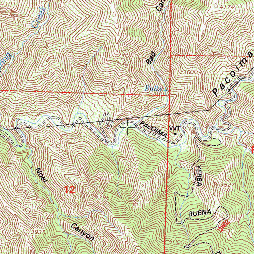 Topographic Map of Bad Canyon, CA