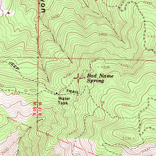 Topographic Map of Bad Name Spring, CA