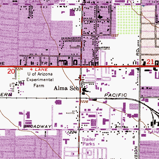 Topographic Map of Alma, AZ