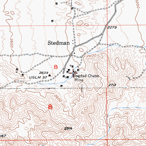 Topographic Map of Bagdad Chase Mine, CA