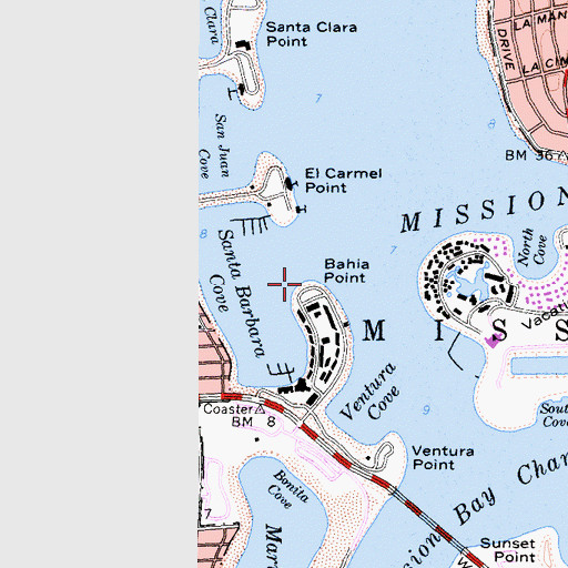 Topographic Map of Bahia Point, CA