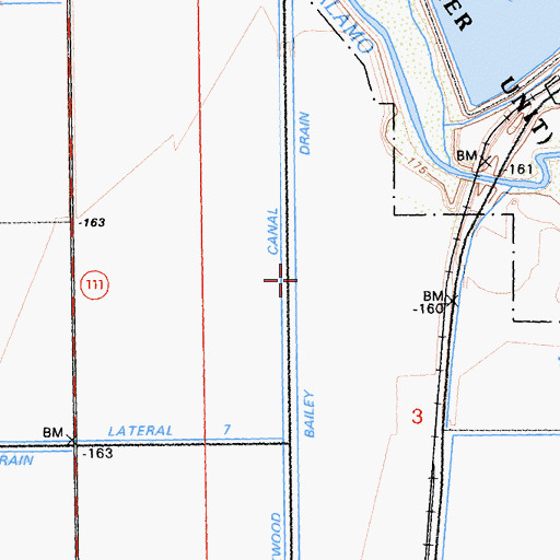 Topographic Map of Bailey Drain, CA