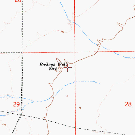 Topographic Map of Baileys Well, CA