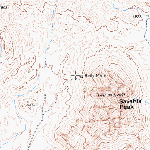 Topographic Map of Baily Mine, CA
