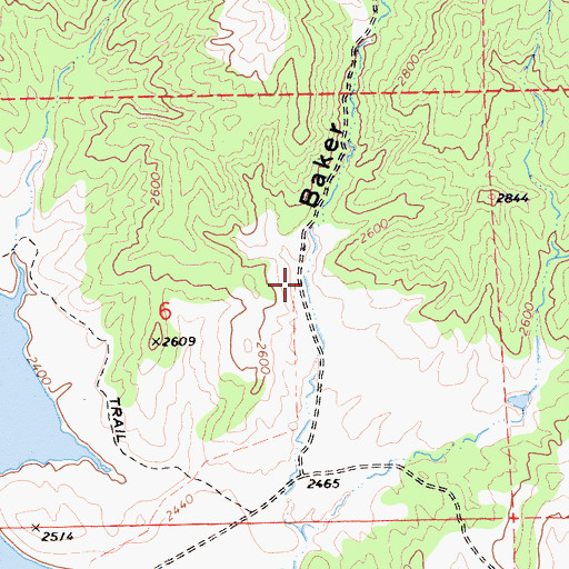 Topographic Map of Baker Canyon, CA