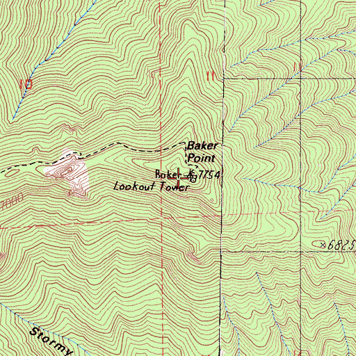 Topographic Map of Baker Point, CA