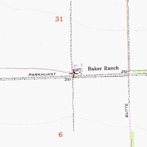 Topographic Map of Baker Ranch, CA