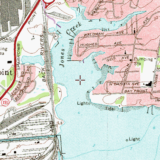 Topographic Map of Edgemere Census Designated Place, MD