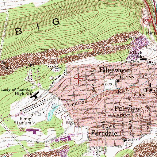 Topographic Map of Edgewood Census Designated Place, PA