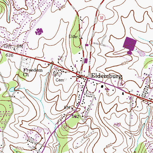 Topographic Map of Eldersburg Census Designated Place, MD