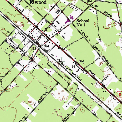 Topographic Map of Elwood Census Designated Place, NJ