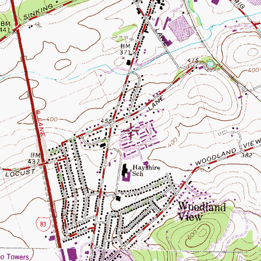 Topographic Map of Emigsville Census Designated Place, PA